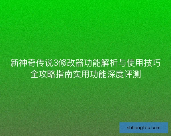 新神奇传说3修改器功能解析与使用技巧全攻略指南实用功能深度评测