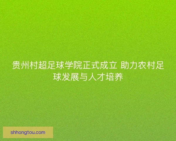 贵州村超足球学院正式成立 助力农村足球发展与人才培养